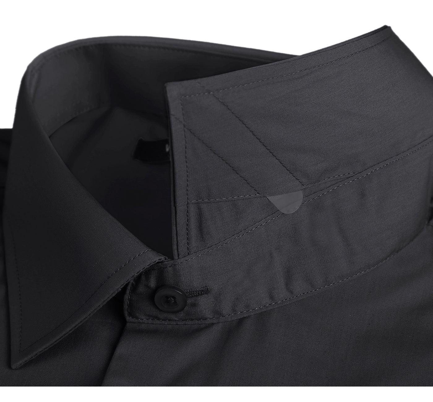 CS0223 Men's Classic Fit Long Sleeve Travel Easy-Care Cotton Black Dress Shirt