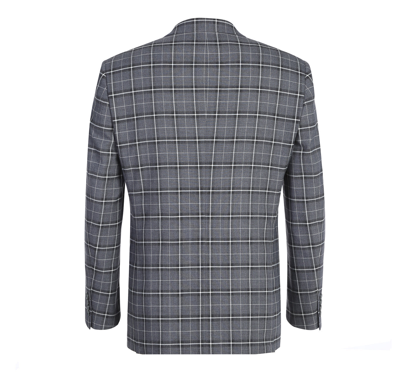 293-14 Men's Classic Fit Single-Breasted Grey & White Check Suit
