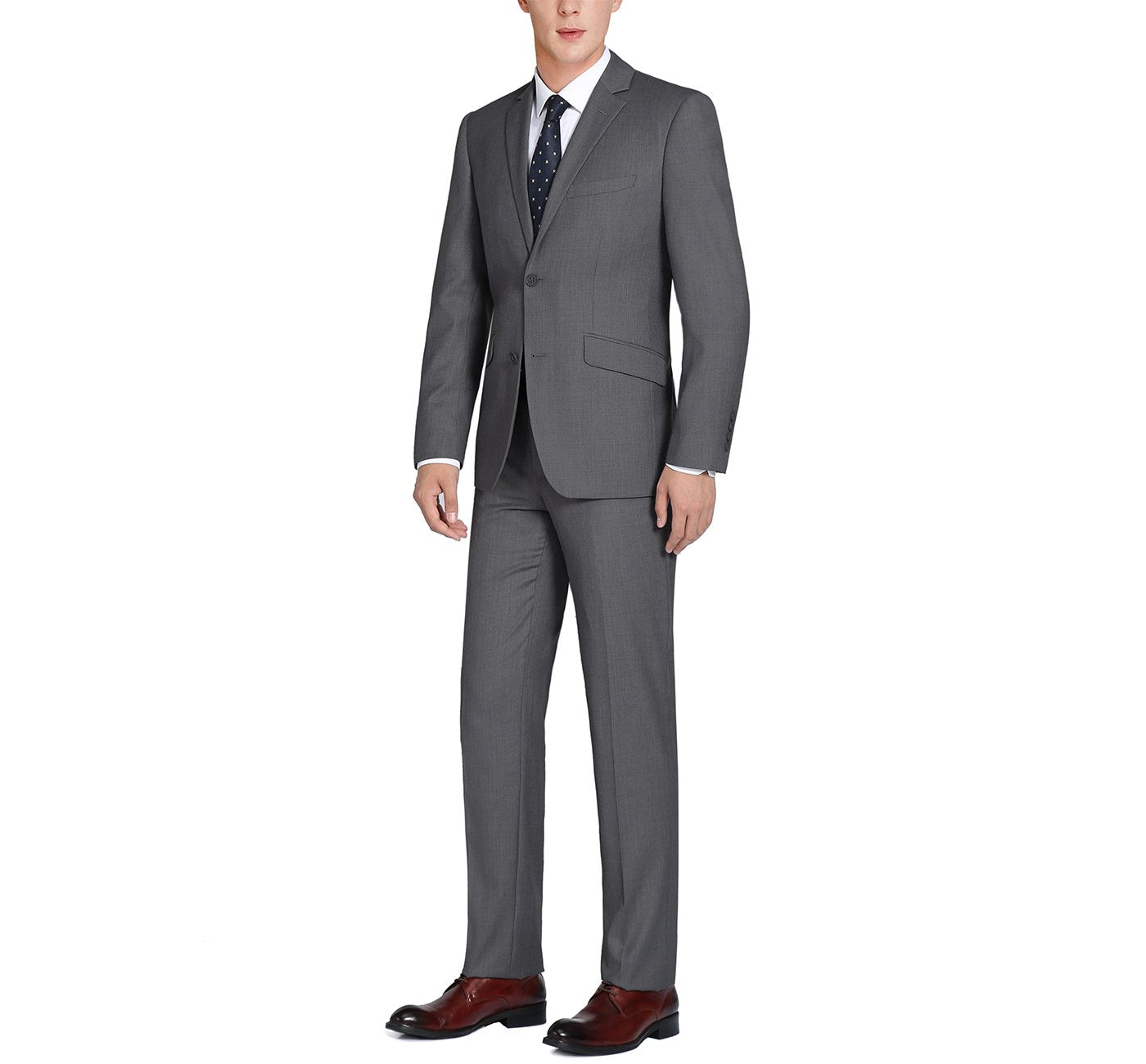 202-1 Men's Dark Grey 2-Piece Single Breasted Notch Lapel Suit
