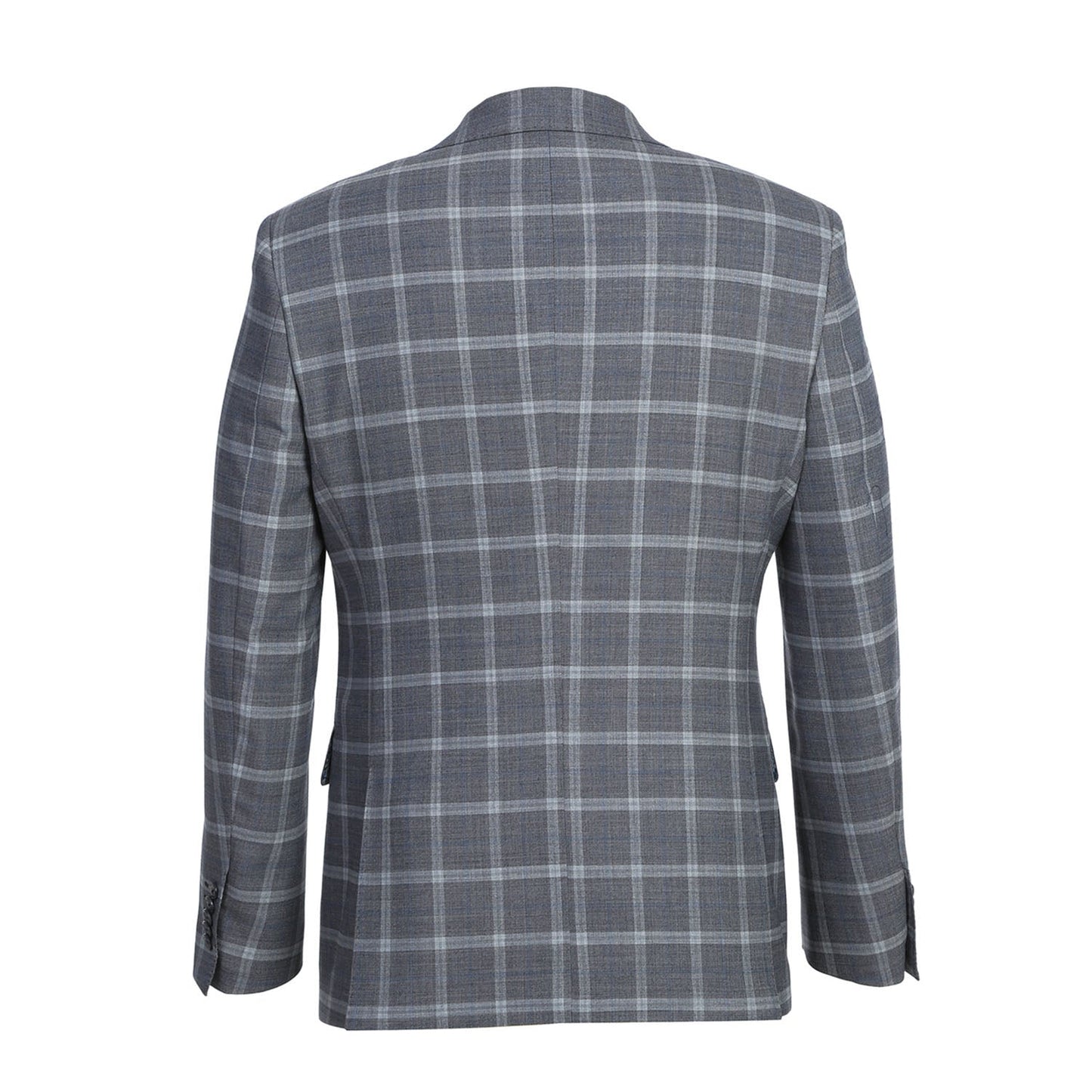 EL72-60-092 Slim Fit English Laundry Gray Plaid Notch Lapel Wool Blend Suit