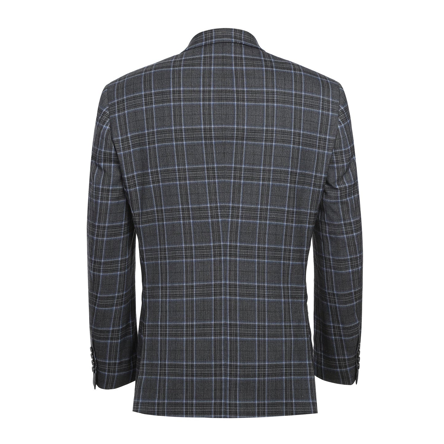 293-28 Men's Slim Fit Grey Plaid Suit