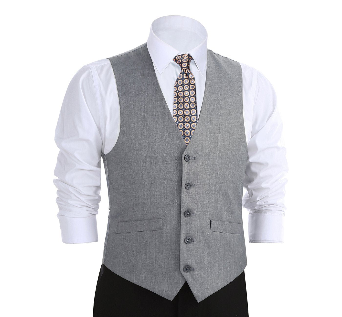 202-2 Men's Light Grey Classic Fit Suit Separate Vest