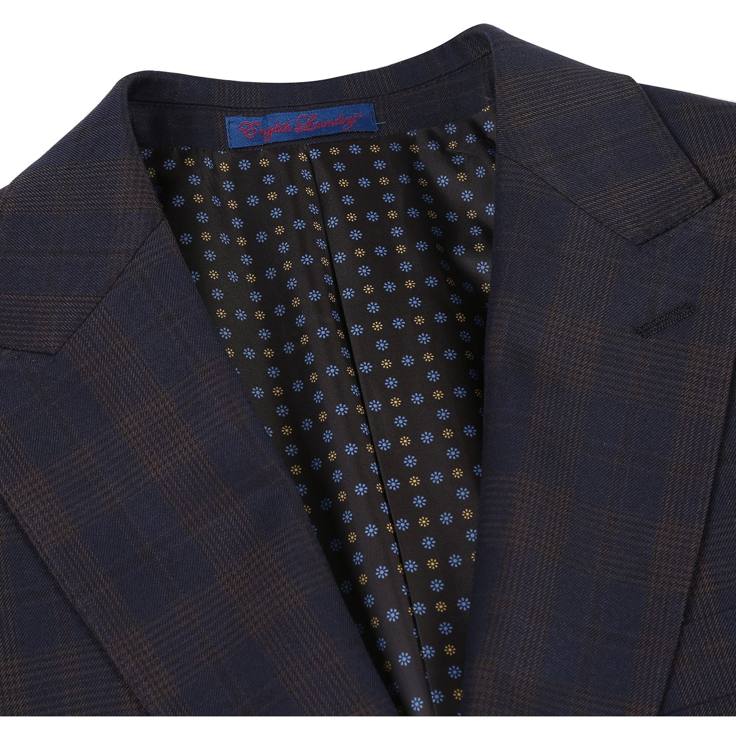 92-50-410EL Slim Fit English Laundry Blue and Brown Check Suit