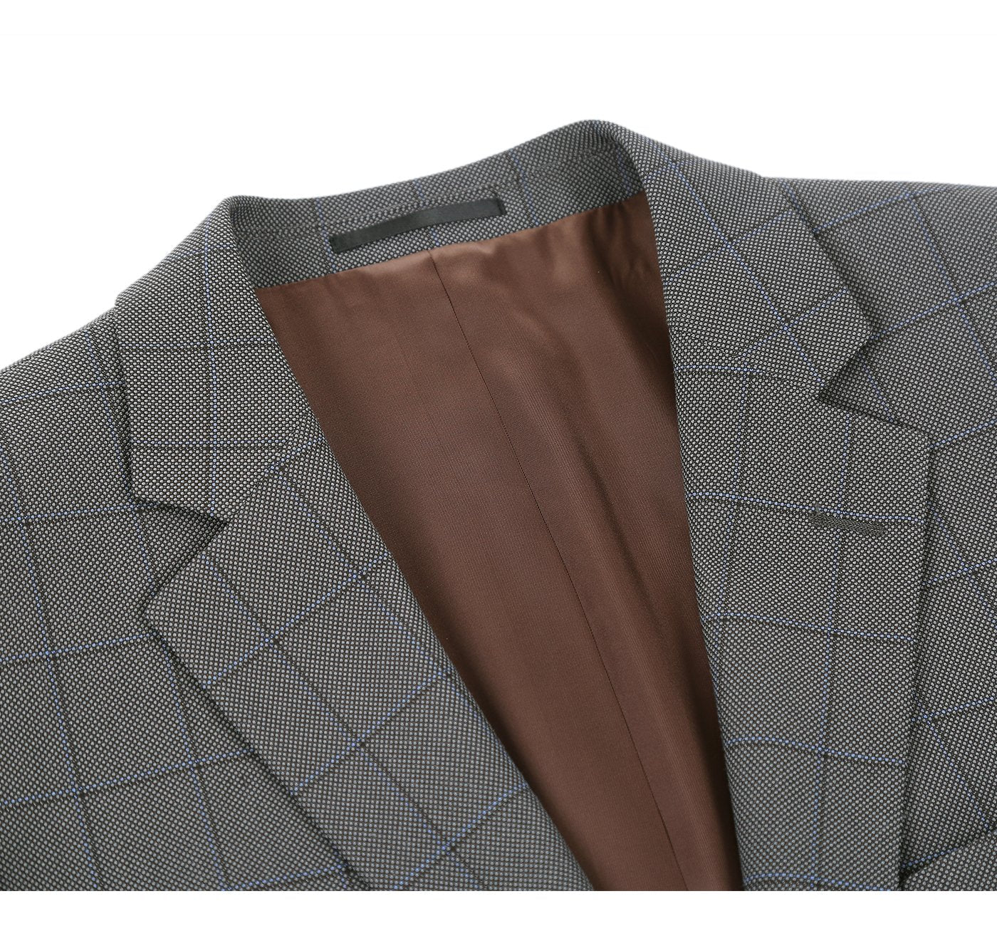 292-2 Men's Two Piece Classic Fit Grey Windowpane Suit