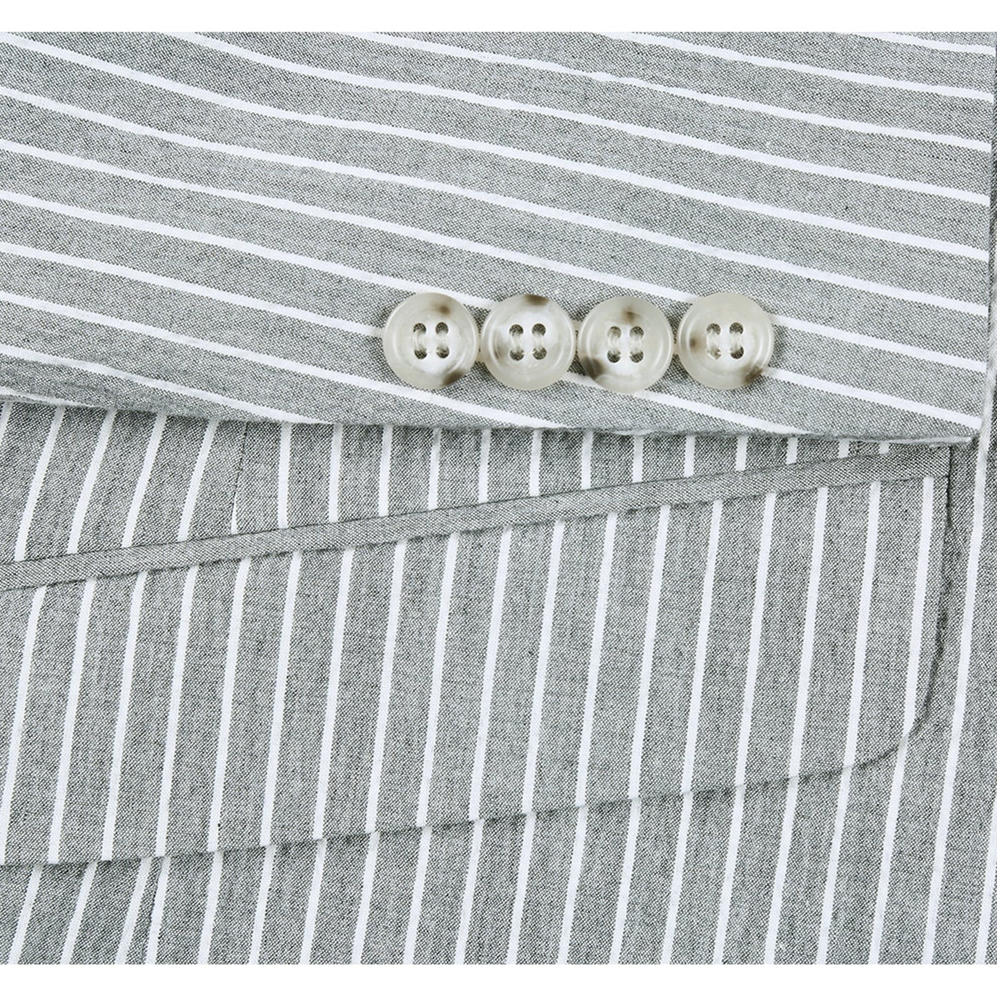 611-1 Men's Slim Fit Notch Lapels Gray Stripe Cotton and Spandex Suit