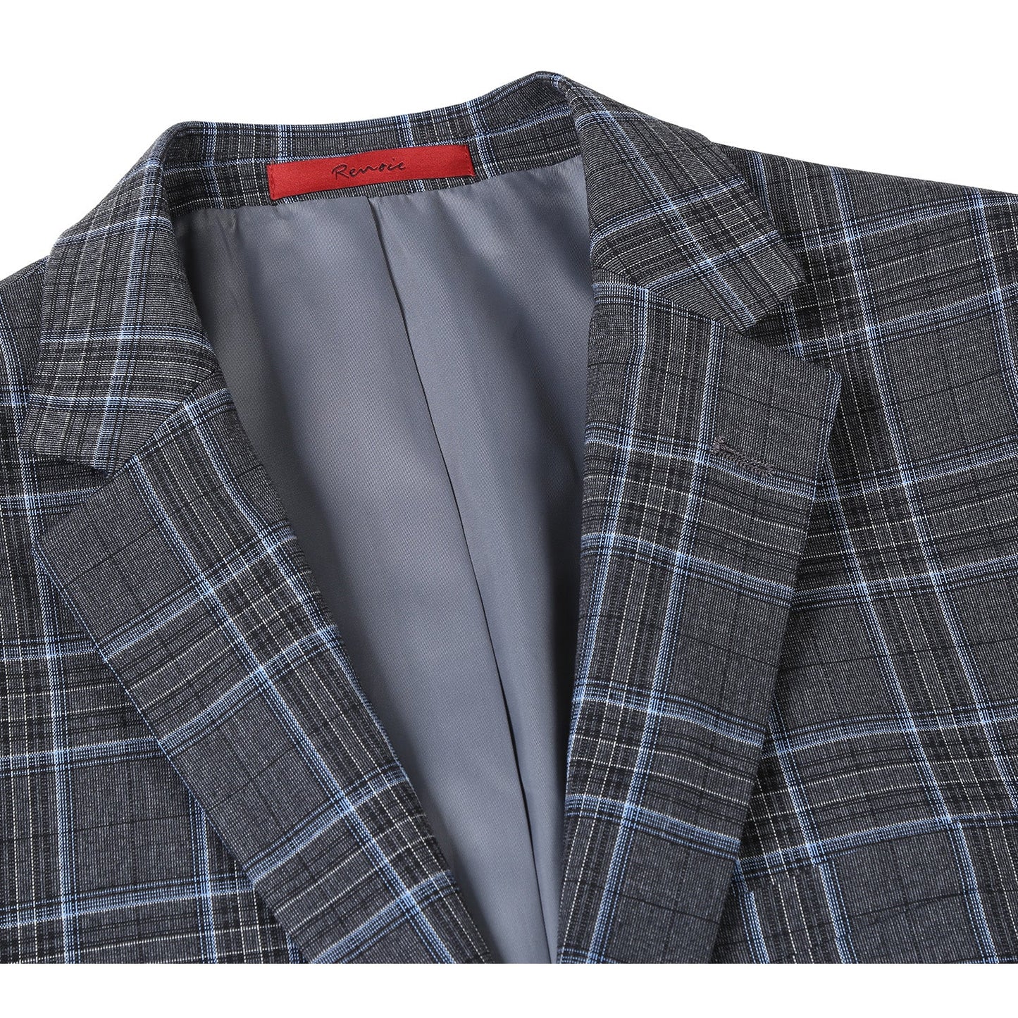 293-28 Men's Slim Fit Grey Plaid Suit
