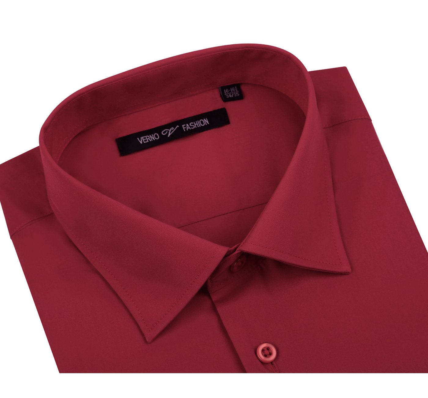 TC626 Men's Classic Fit Long Sleeve Red Spread Collar Dress Shirt