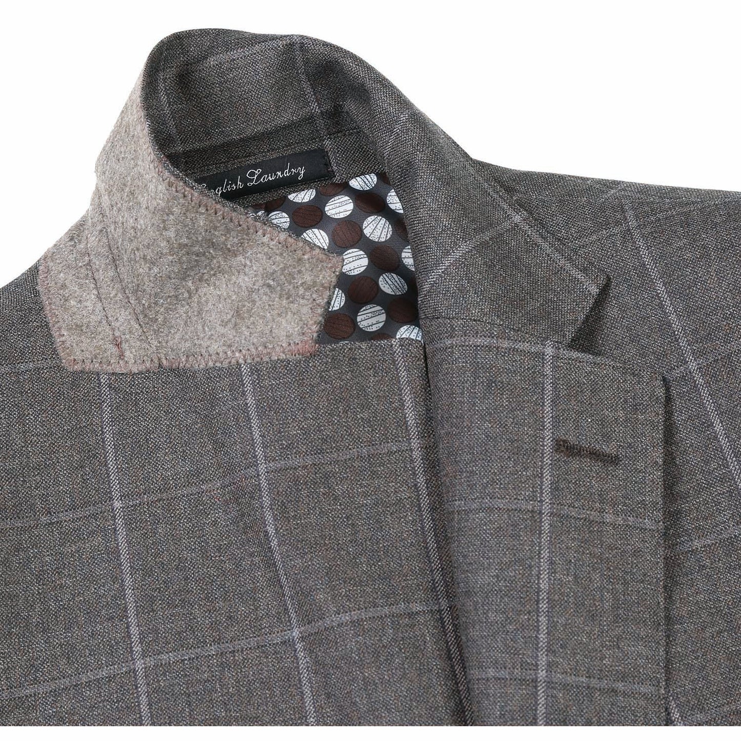 EL82-61-095 Brown Windowpane Wool Suit