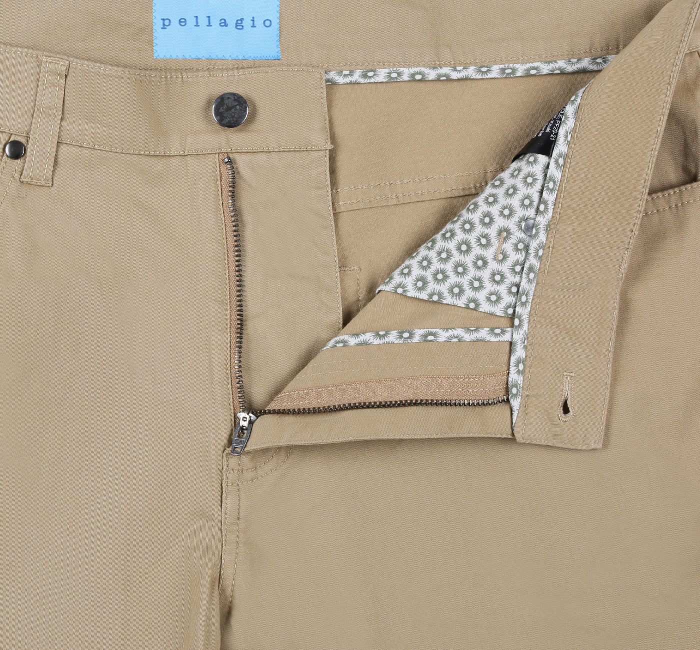 PF20-21 Men's 5-Pocket Tan Cotton Stretch Washed Flat Front Chino Pants