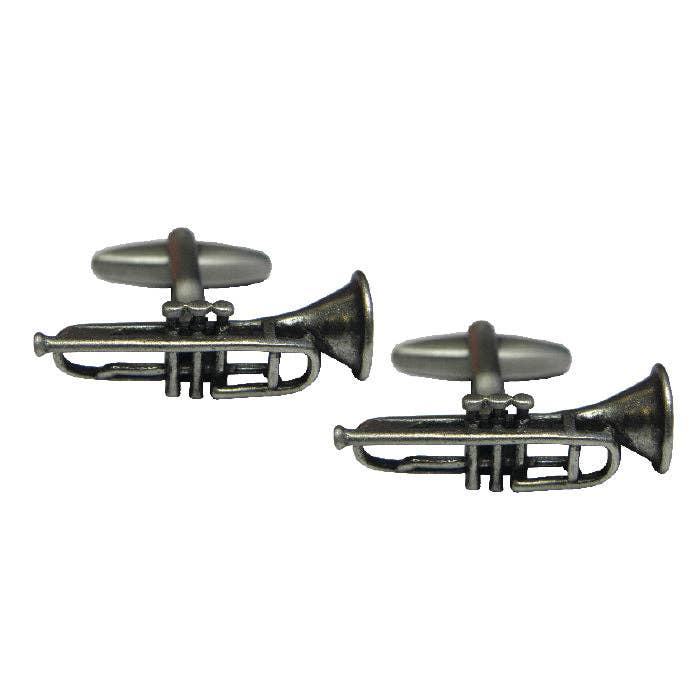 Antique Rhodium Trumpet Cufflinks Novelty Gift Cufflinks
