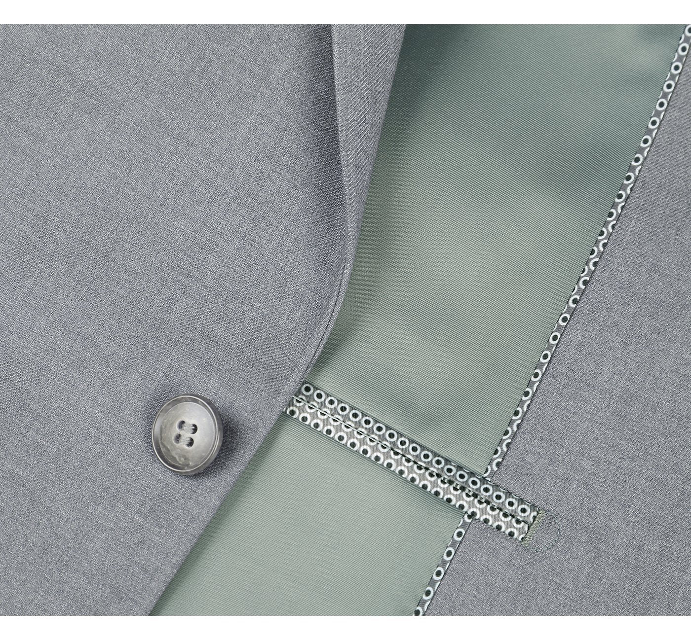 2110-2 Men's Slim Fit Light Grey Solid Stretch 2-Piece Suit