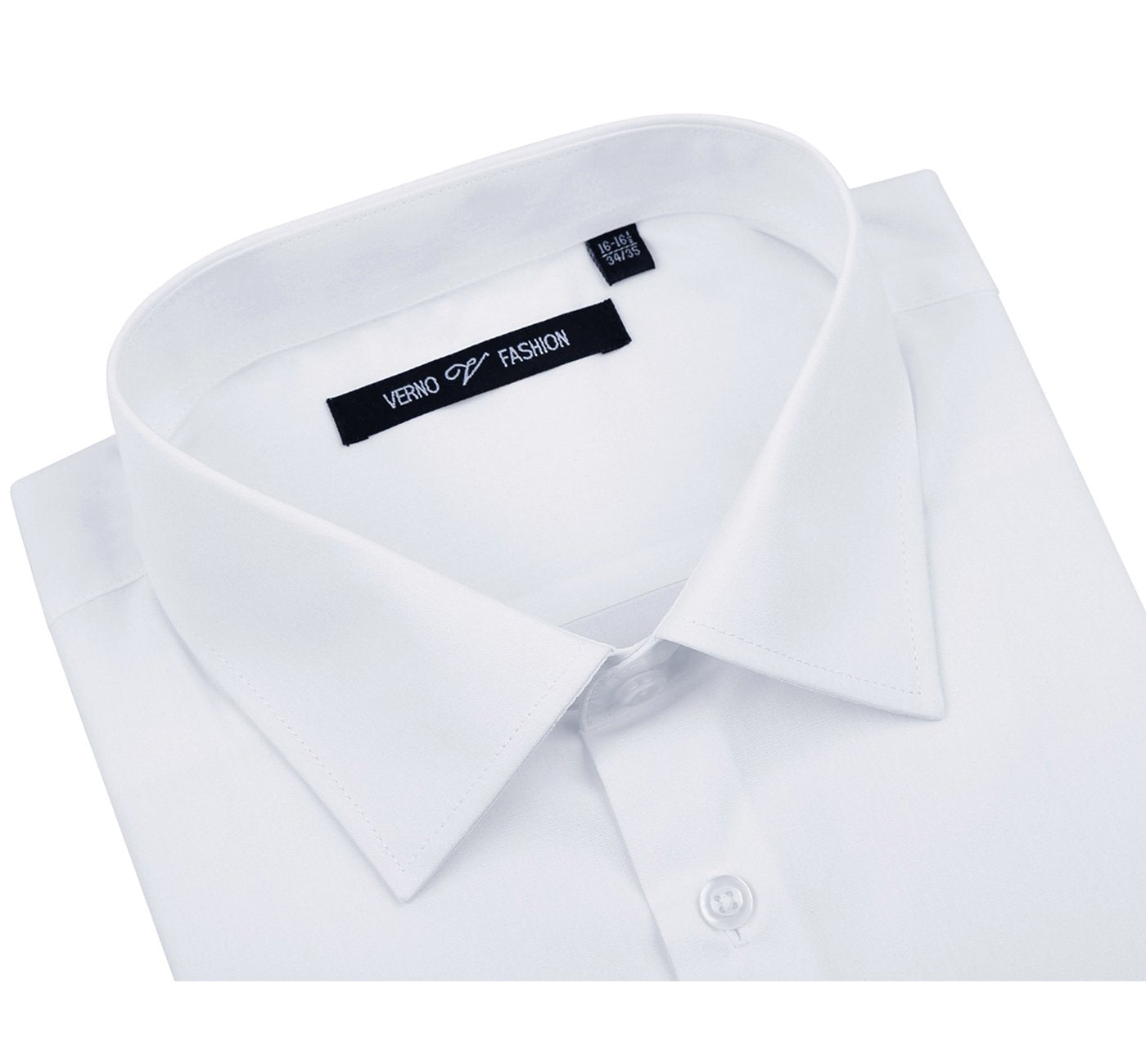 TC01 Men's Classic Fit Long Sleeve White Spread Collar Dress Shirt