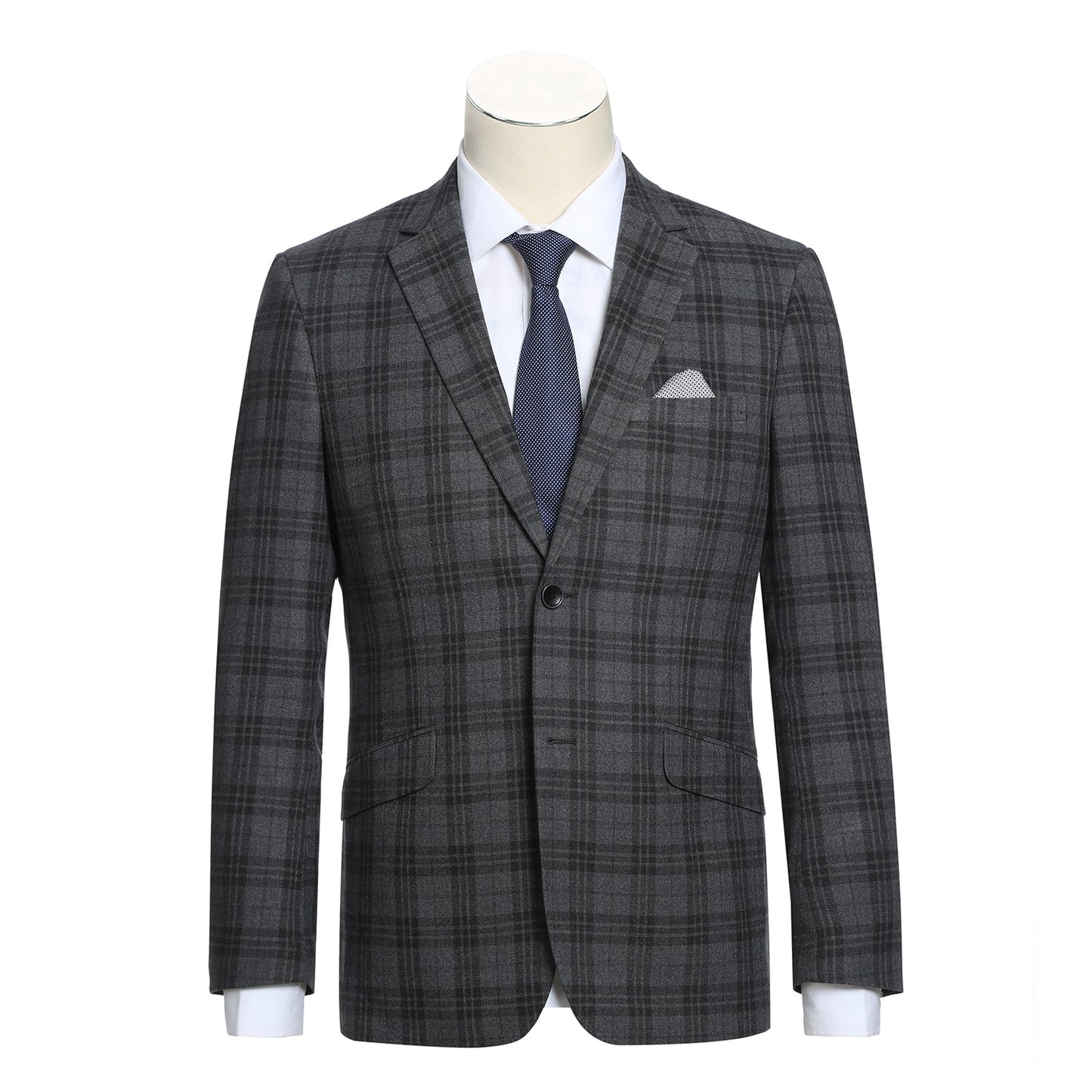 294-15 Men's Grey Plaid Slim Fit Suit