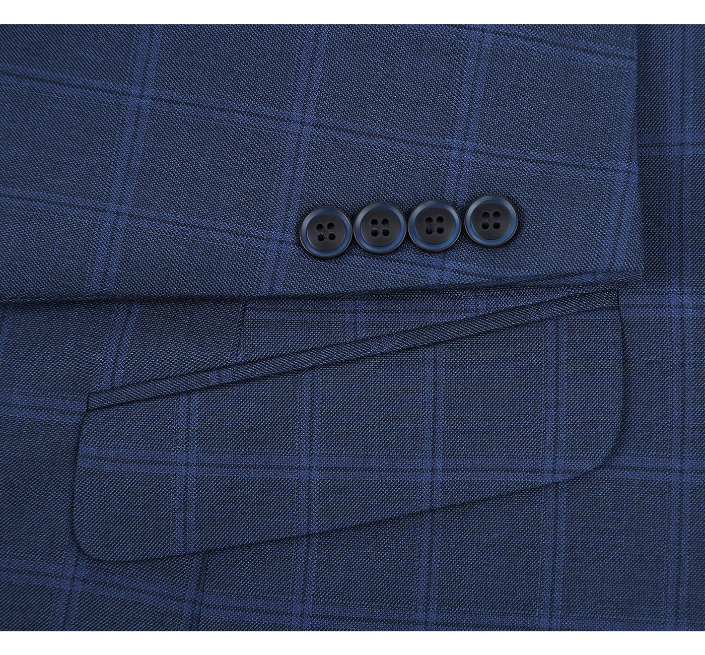 292-6 Men's Slim Fit 2-Piece Single Breasted Blue Windowpane Suit