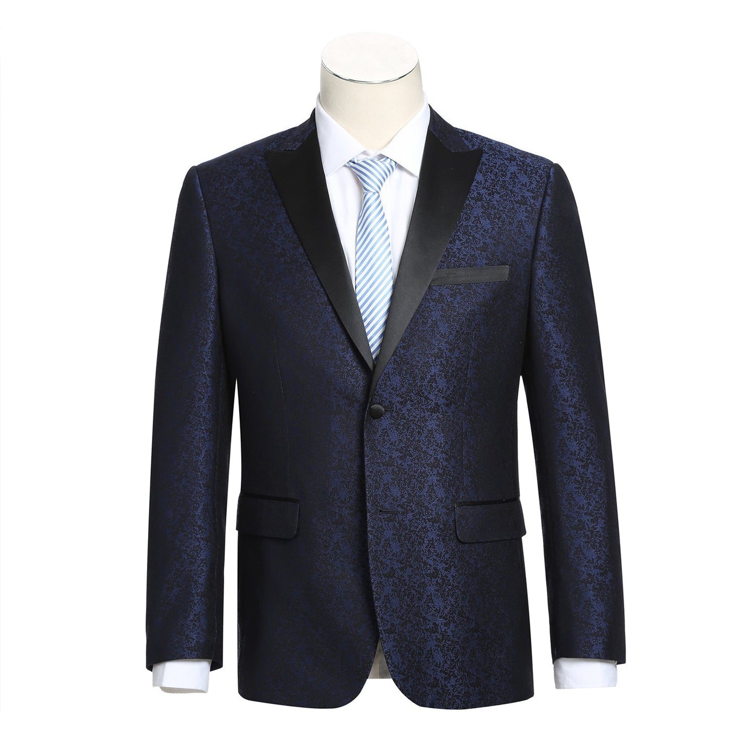 290-6 Men's Slim Fit Dark Blue Pattern Tuxedo Jacket