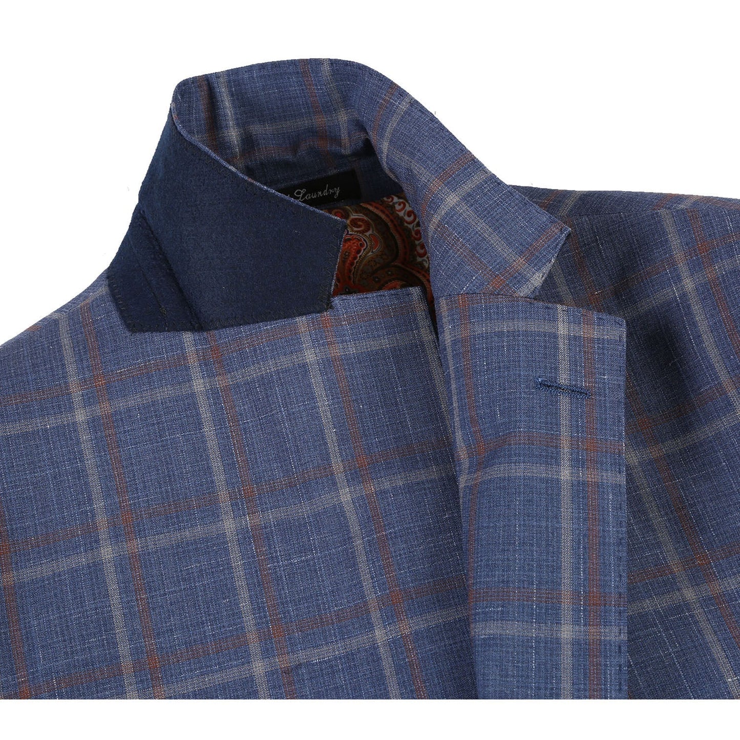 EL72-62-400 Slim Fit English Laundry Light Steel Blue with Orange Check Wool Suit