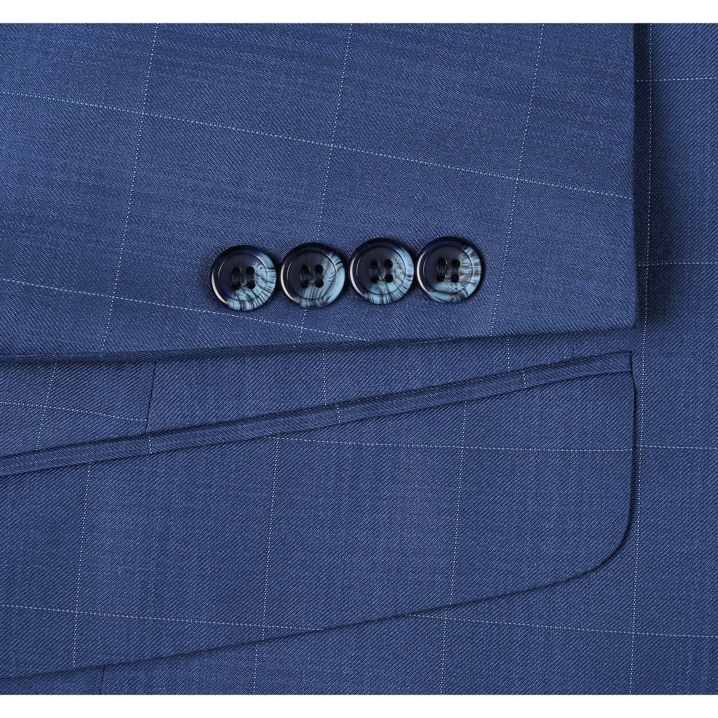 291-20 Men's Slim Fit 2-Piece Single Breasted Blue Windowpane Suit