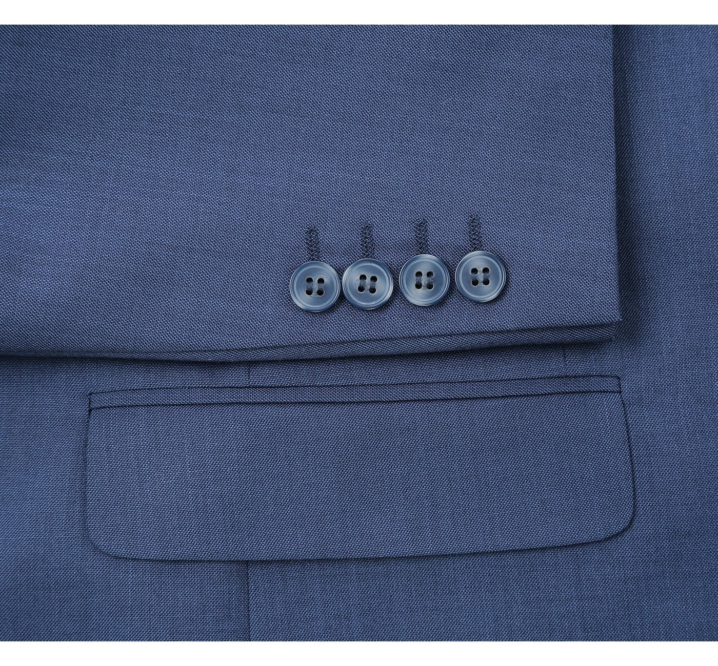 2106-3 Men's Medium Blue Textured 2-Piece Notch Lapel Suit