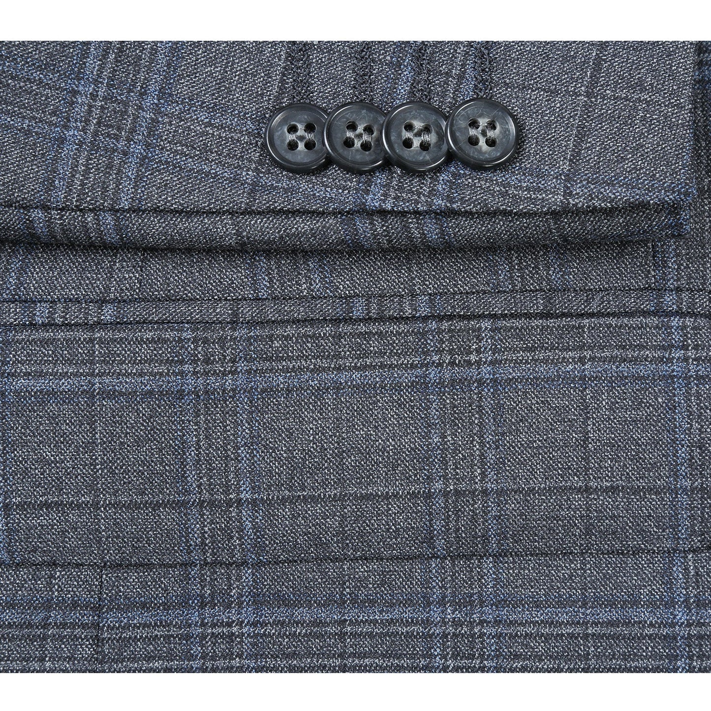 564-7 Men's Classic Fit Wool Blend Grey with Blue Plaid Suit