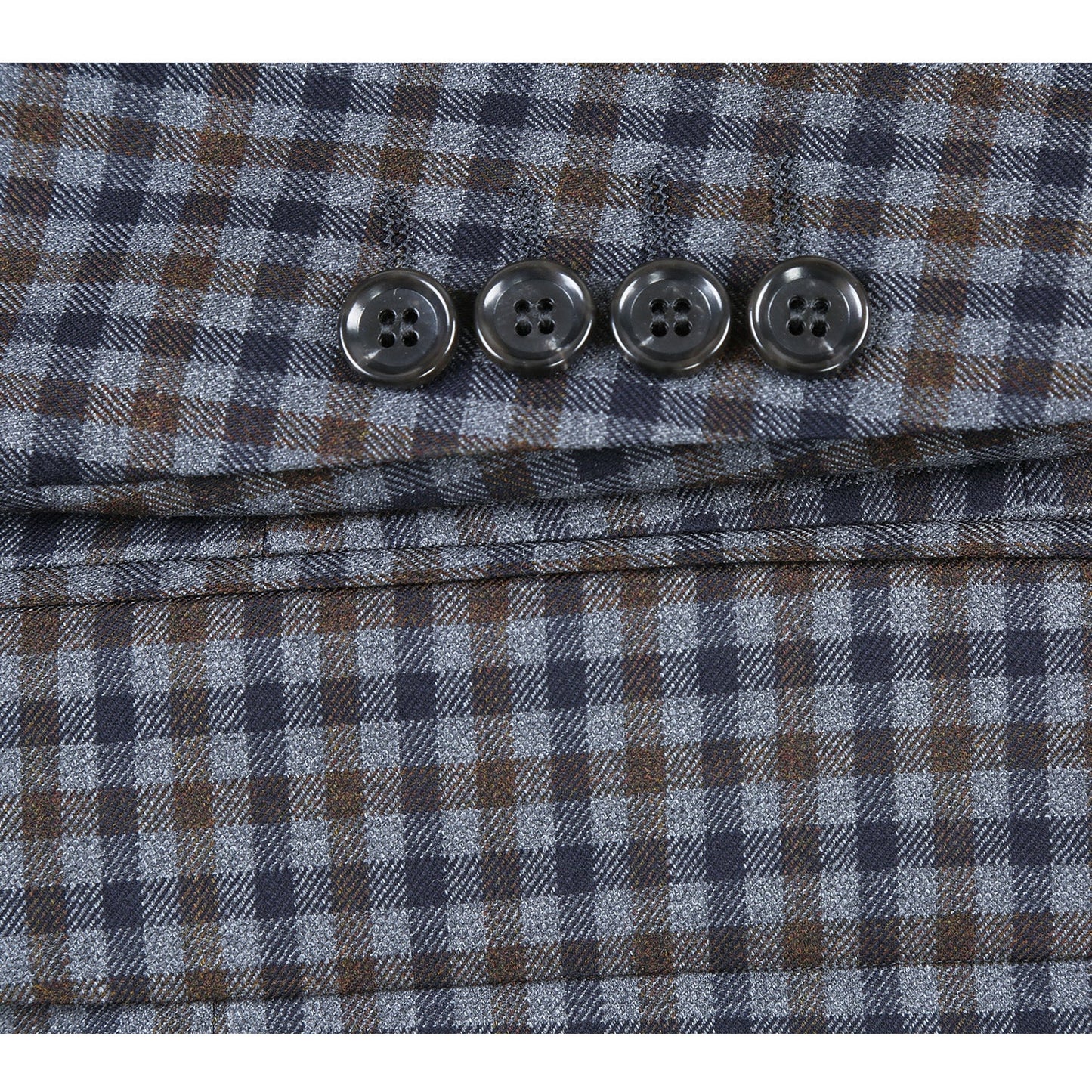 563-10 Men's Slim Fit Wool Grey/Blue/Brown Checked Sport Coat
