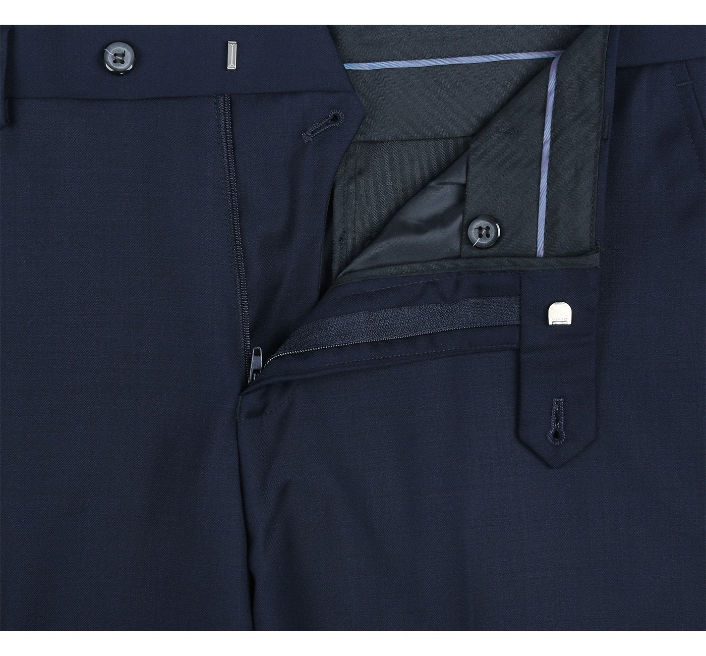 508-19 Men's Blue Classic Fit Flat Front Wool Suit Pant