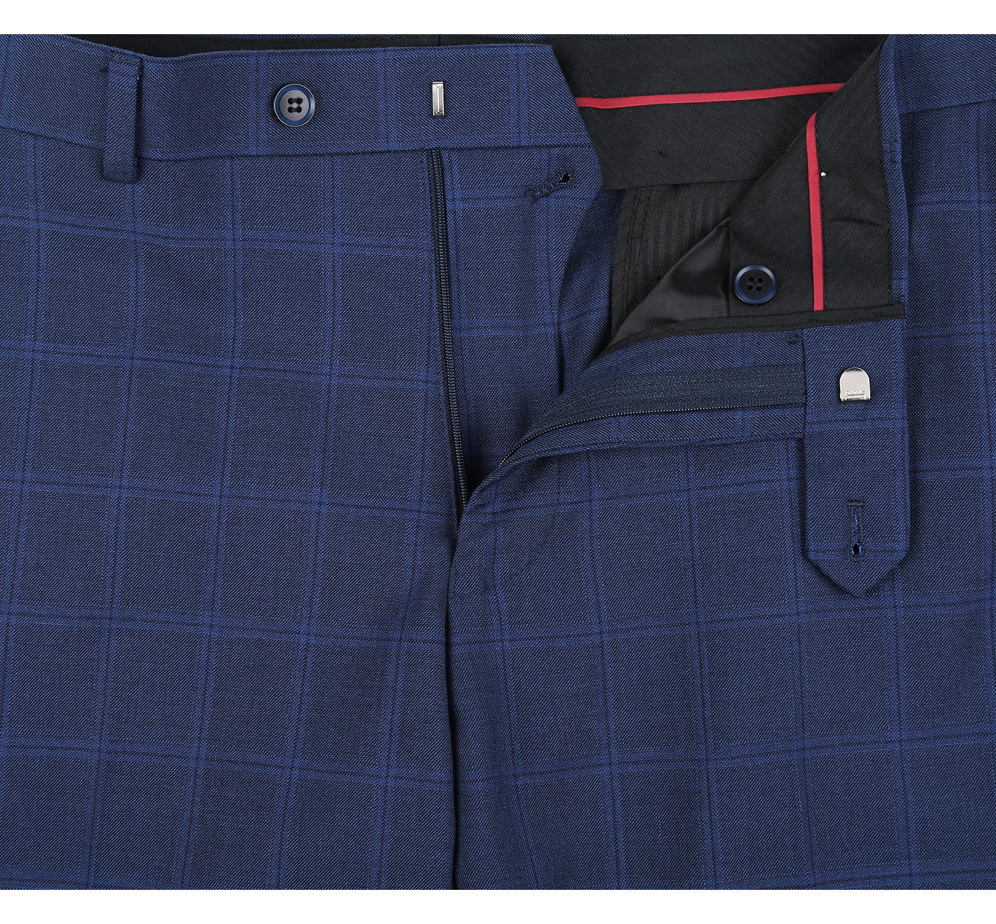 292-6 Men's Slim Fit 2-Piece Single Breasted Blue Windowpane Suit