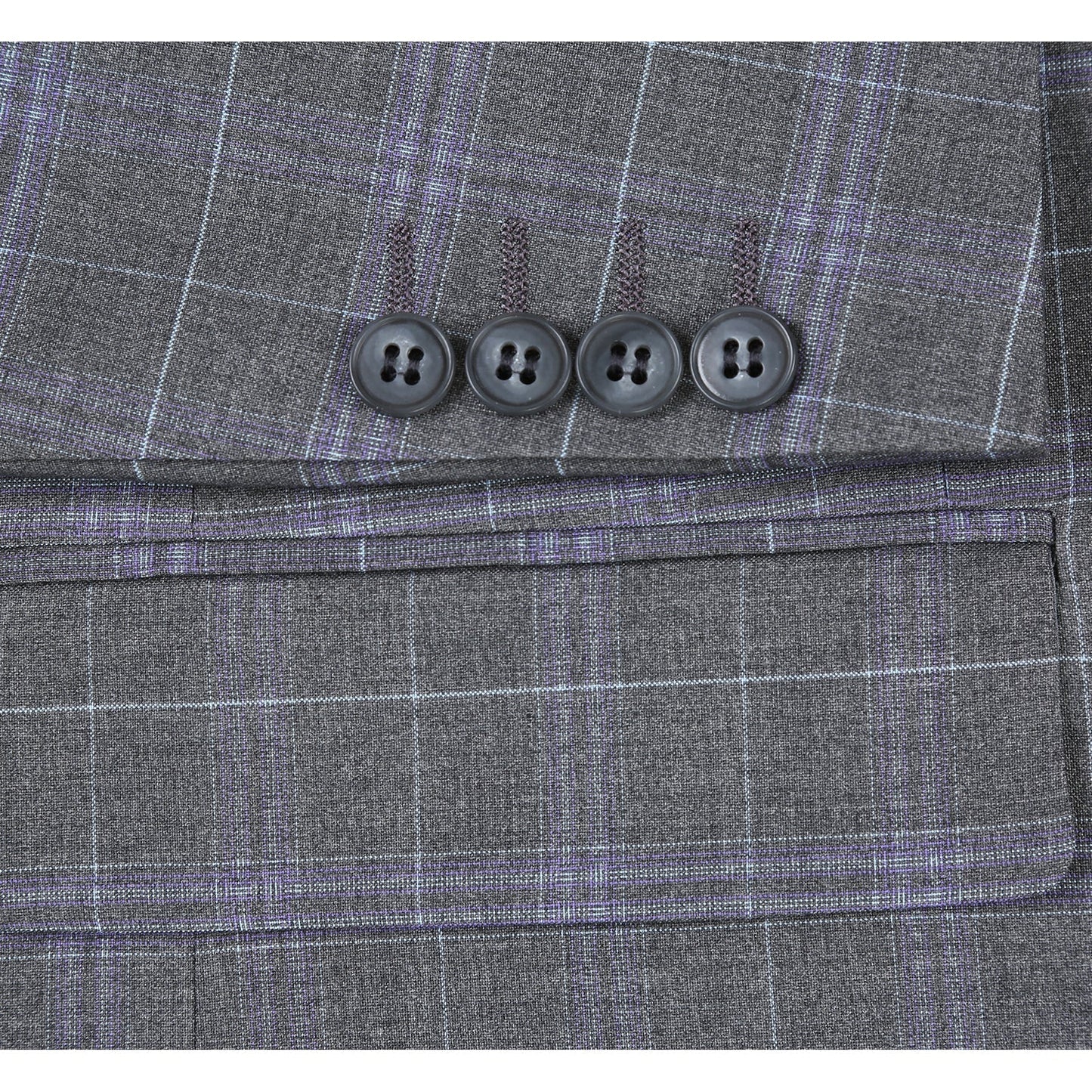 293-25 Men's Classic Fit Grey and Lavender Plaid Suit
