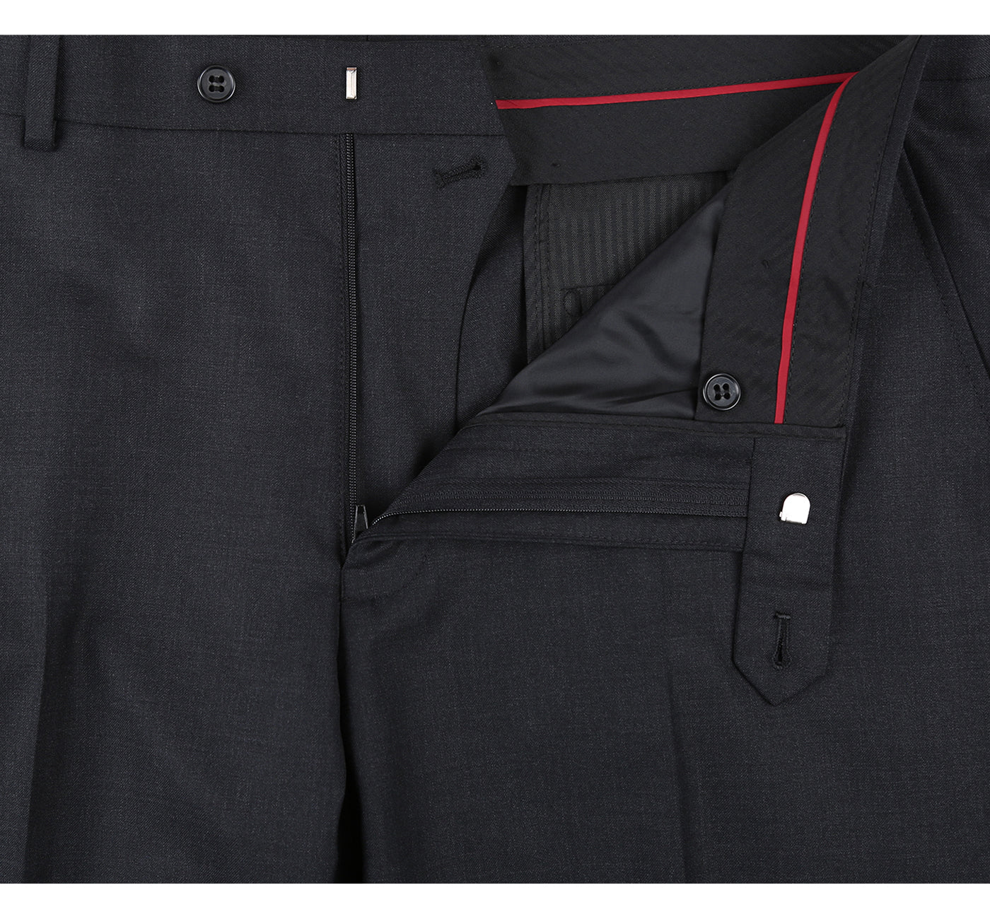 555-3 Men's Classic Fit Flat Front Charcoal Grey Wool Suit Pant