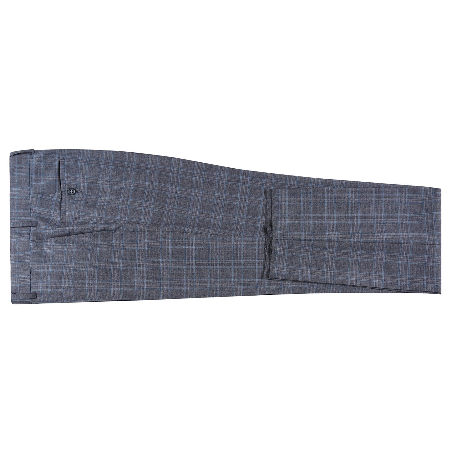 EL62-68-095 English Laundry Slim Fit Wool Blend Gray Plaid Peak Lapel Suit
