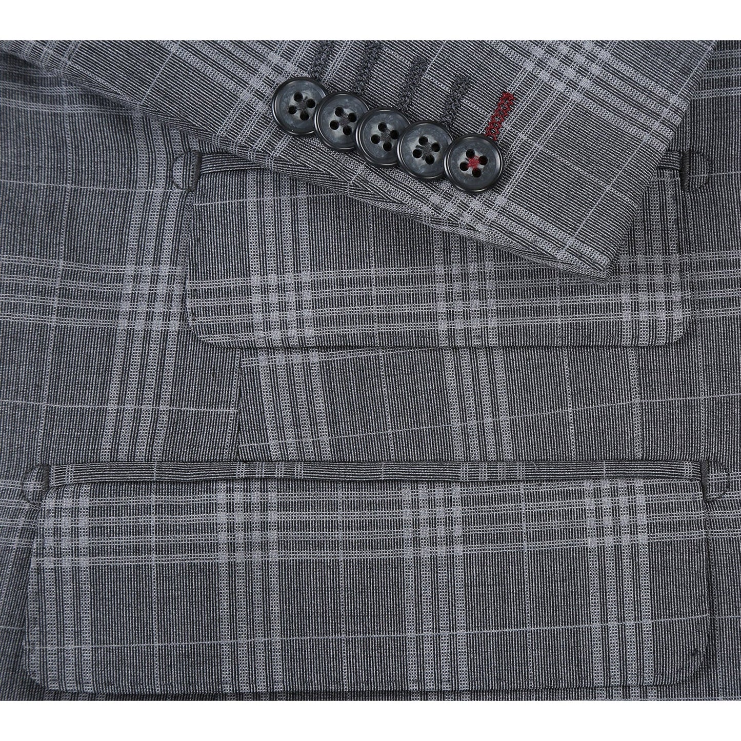 EL72-58-093 Slim Fit English Laundry Gray Check Peak Lapel Wool Blend Suit