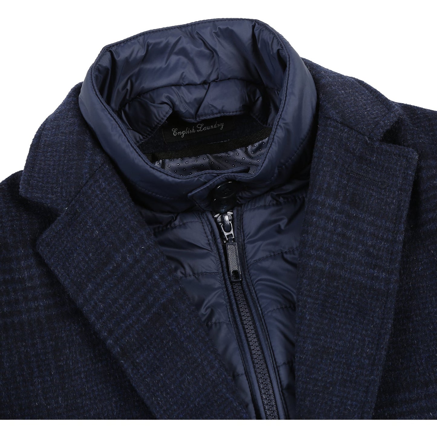 EL53-55-495 English Laundry Wool Blend Blue/Grey Car Coat