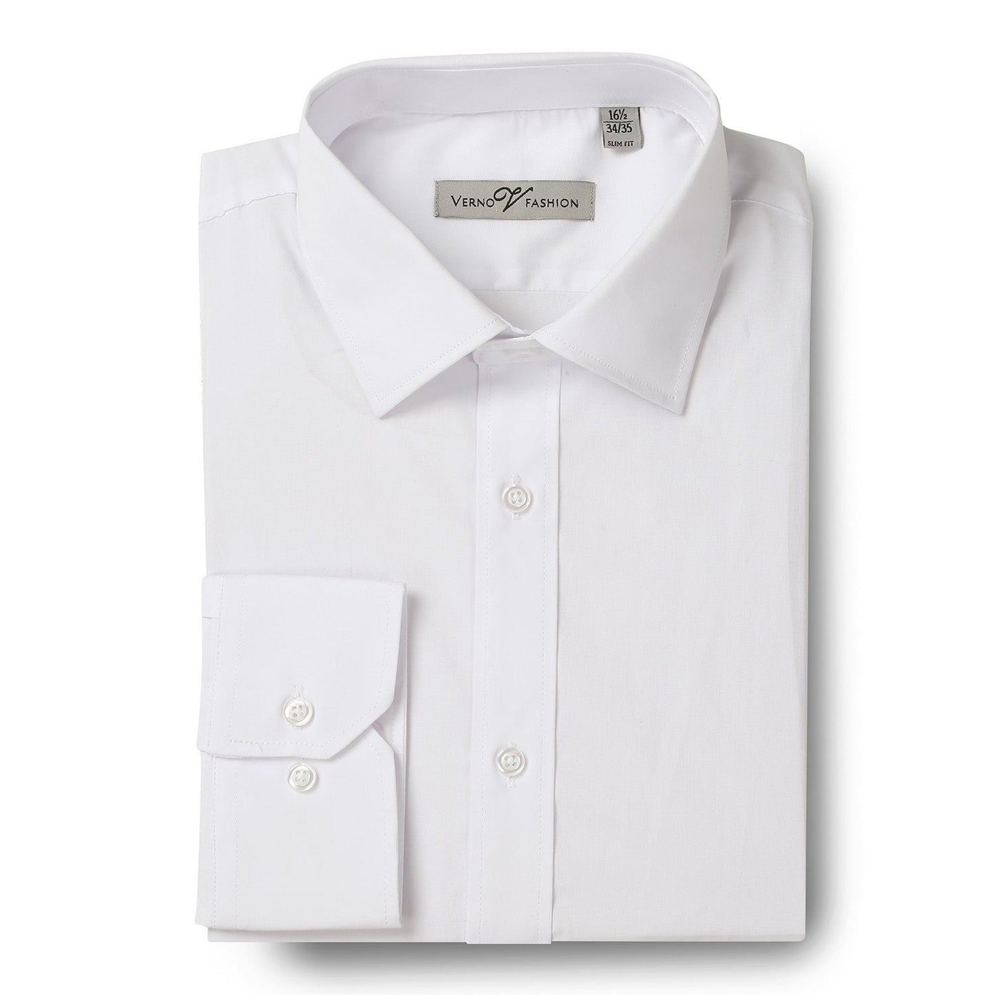 TCS01 Men's Slim Fit Long Sleeve Stretch White Dress Shirt