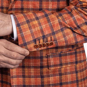 7 Downie St. Titan Orange Plaid Knit Sport Coat on clearance