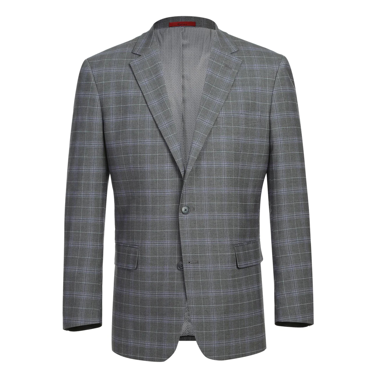 Renoir Classic Fit Light Grey with Purple Windowpane Suit – The Total ...