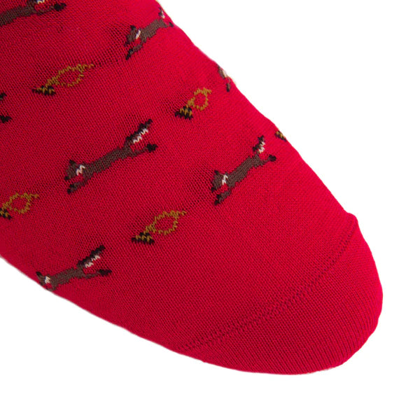 DAPPER CLASSICS RED WITH BROWN, GOLD, AND CREAM FOX WOOL SOCK
