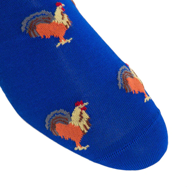 DAPPER CLASSICS BLUE WITH ORANGE ROOSTER COTTON SOCK