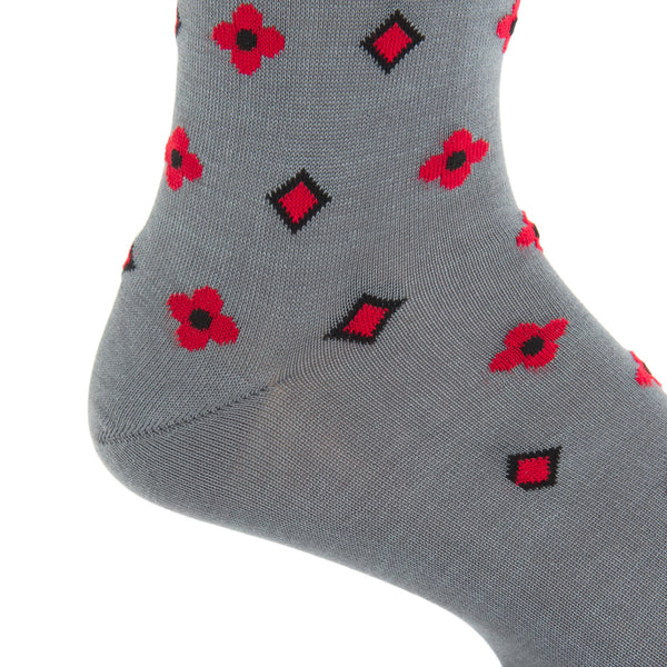 DAPPER CLASSICS STEEL GREY WITH BLACK AND RED NEATS COTTON SOCK