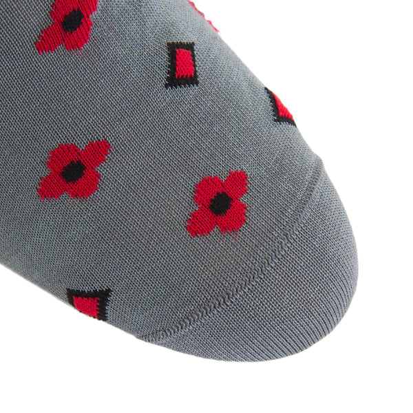 DAPPER CLASSICS STEEL GREY WITH BLACK AND RED NEATS COTTON SOCK